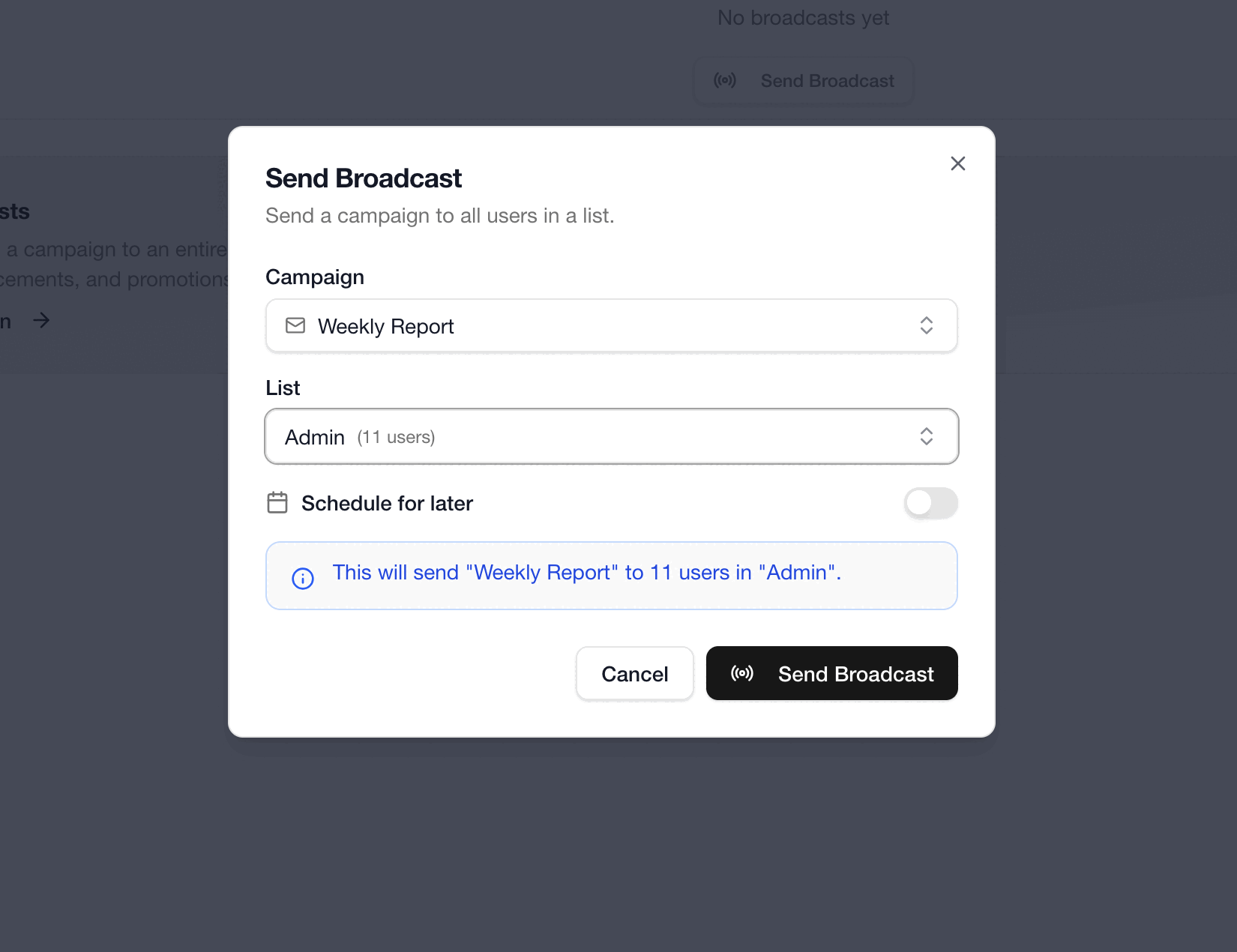 Create Broadcast
